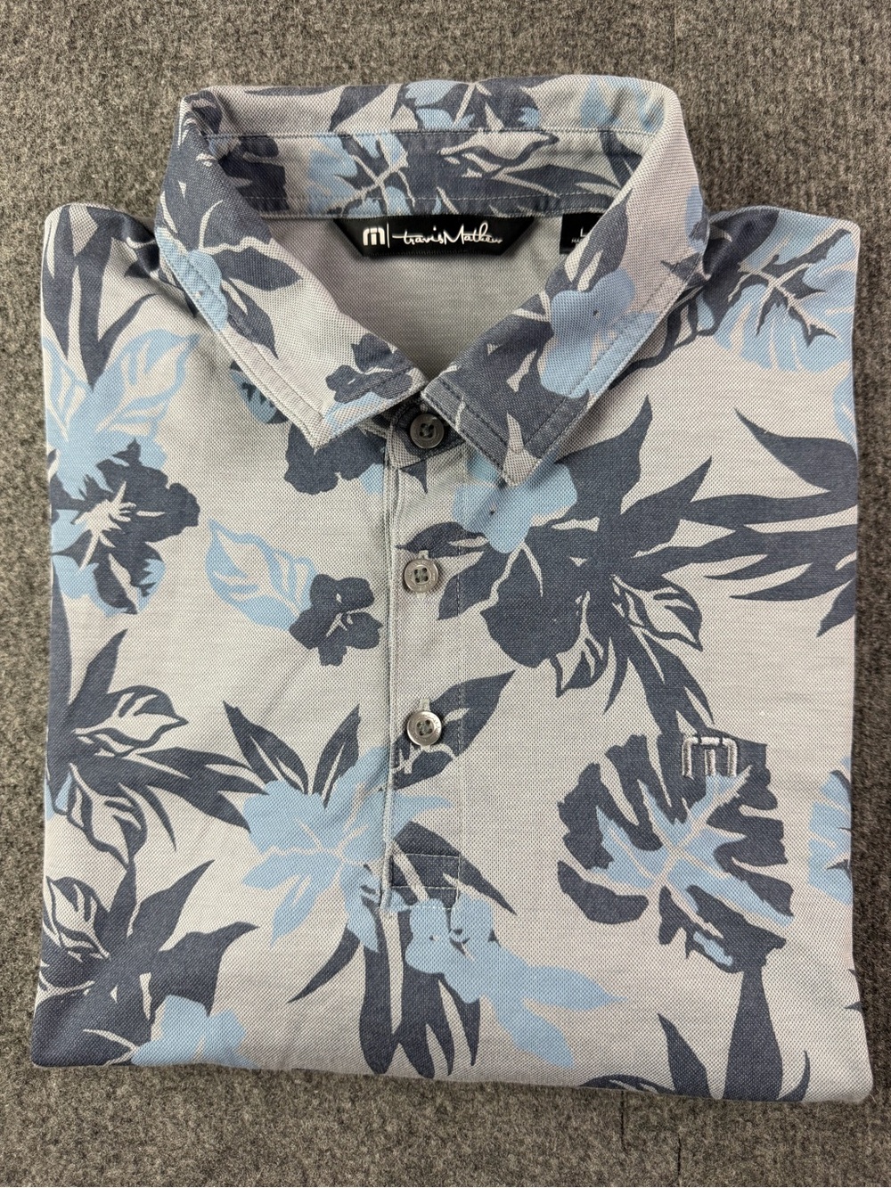 Travis Mathew Mens Pima Cotton Blend Short Sleeve Floral Golf Polo Shirt Size L